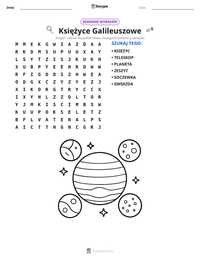Podgląd drukowalnego arkusza ćwiczeń Księżyce Galileuszowe