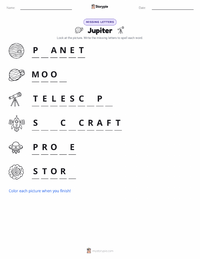 Jupiter printable worksheet preview