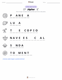 Vista previa de la hoja de trabajo imprimible de Júpiter