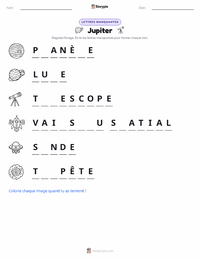 Aperçu de la feuille de travail imprimable Jupiter