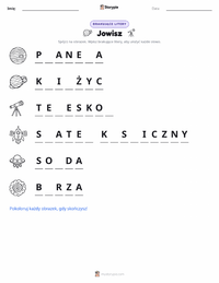Podgląd drukowalnego arkusza ćwiczeń Jowisz