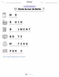 Aperçu de la feuille de travail imprimable Chute du mur de Berlin