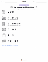 Val van de Berlijnse Muur afdrukbare werkblad voorbeeld