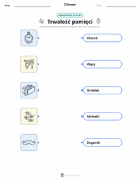 Drukowalny arkusz ćwiczeń Trwałość pamięci dla dzieci