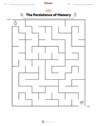 The Persistence of Memory printable worksheet preview