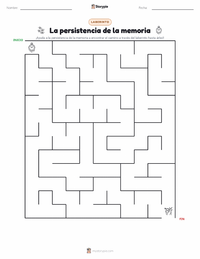 Vista previa de la hoja de trabajo imprimible de La persistencia de la memoria