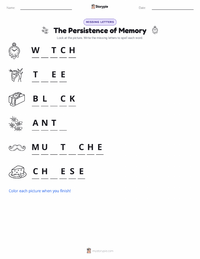 The Persistence of Memory printable worksheet preview