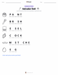 Salvador Dalí printable worksheet preview