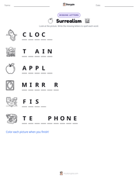 Surrealism printable worksheet preview