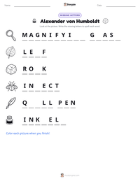 Alexander von Humboldt printable worksheet preview