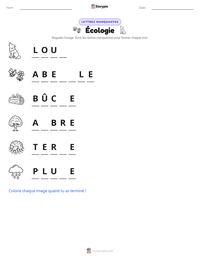 Aperçu de la feuille de travail imprimable Écologie