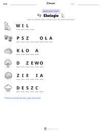 Podgląd drukowalnego arkusza ćwiczeń Ekologia