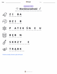 Podgląd drukowalnego arkusza ćwiczeń Różnorodność