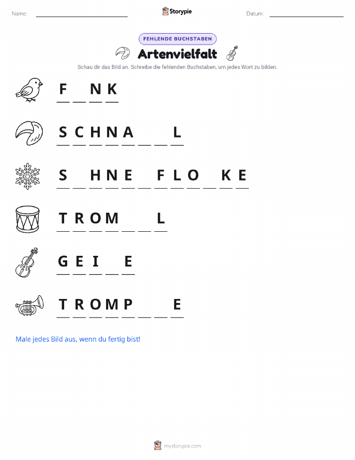 Fehlende Buchstaben