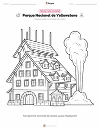 Página para colorear de Parque Nacional de Yellowstone para niños