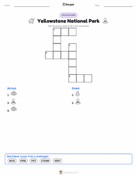 Yellowstone National Park printable worksheet preview