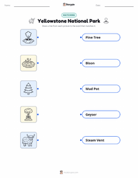 Yellowstone National Park printable worksheet for kids