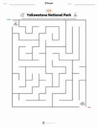 Yellowstone National Park printable worksheet preview
