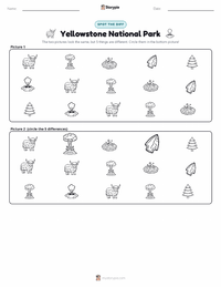Yellowstone National Park printable worksheet preview