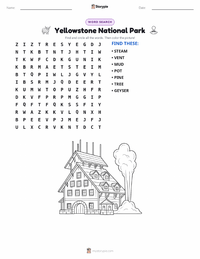Yellowstone National Park printable worksheet preview