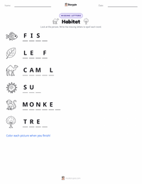 Habitat printable worksheet preview