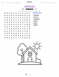 Aperçu de la feuille de travail imprimable Habitat
