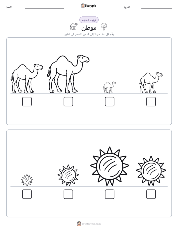 ترتيب الحجم