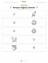 Amazon Yağmur Ormanları yazdırılabilir çalışma sayfası önizlemesi