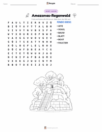 Der Amazonas-Regenwald druckbare Arbeitsblatt Vorschau