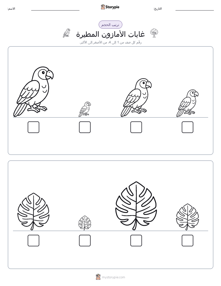 ترتيب الحجم