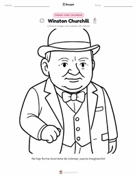 Página para colorear de Winston Churchill para niños