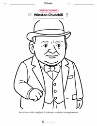 Pagina da colorare di Winston Churchill per bambini