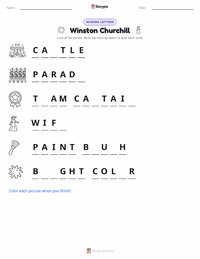 Winston Churchill printable worksheet preview