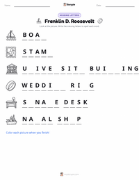Franklin D. Roosevelt printable worksheet preview