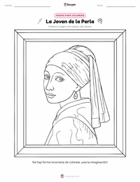 Vista previa de la hoja de trabajo imprimible de La joven de la perla