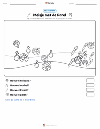Meisje met de parel afdrukbare werkblad voorbeeld