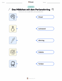 Das Mädchen mit dem Perlenohrring druckbare Arbeitsblatt für Kinder