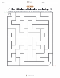 Das Mädchen mit dem Perlenohrring druckbare Arbeitsblatt Vorschau