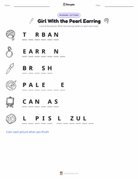 Girl With the Pearl Earring printable worksheet preview