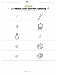 Das Mädchen mit dem Perlenohrring druckbare Arbeitsblatt Vorschau