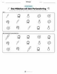 Das Mädchen mit dem Perlenohrring druckbare Arbeitsblatt Vorschau