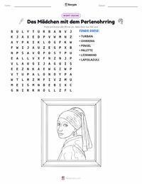 Das Mädchen mit dem Perlenohrring druckbare Arbeitsblatt Vorschau