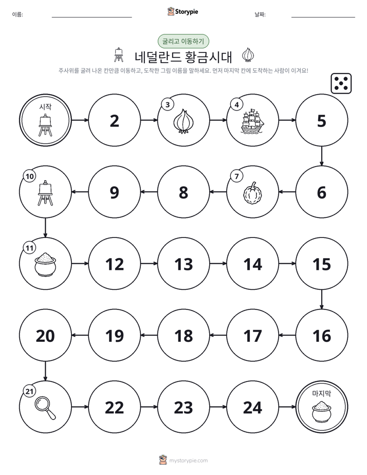 주사위 굴리고 이동하기 게임