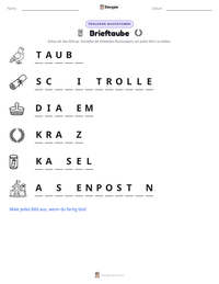 Brieftaube druckbare Arbeitsblatt Vorschau
