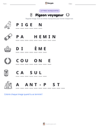 Aperçu de la feuille de travail imprimable Pigeon voyageur