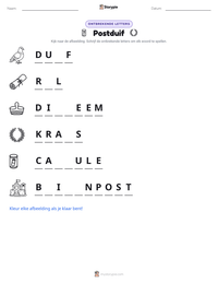 Postduif afdrukbare werkblad voorbeeld