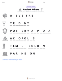 Ancient Athens printable worksheet preview