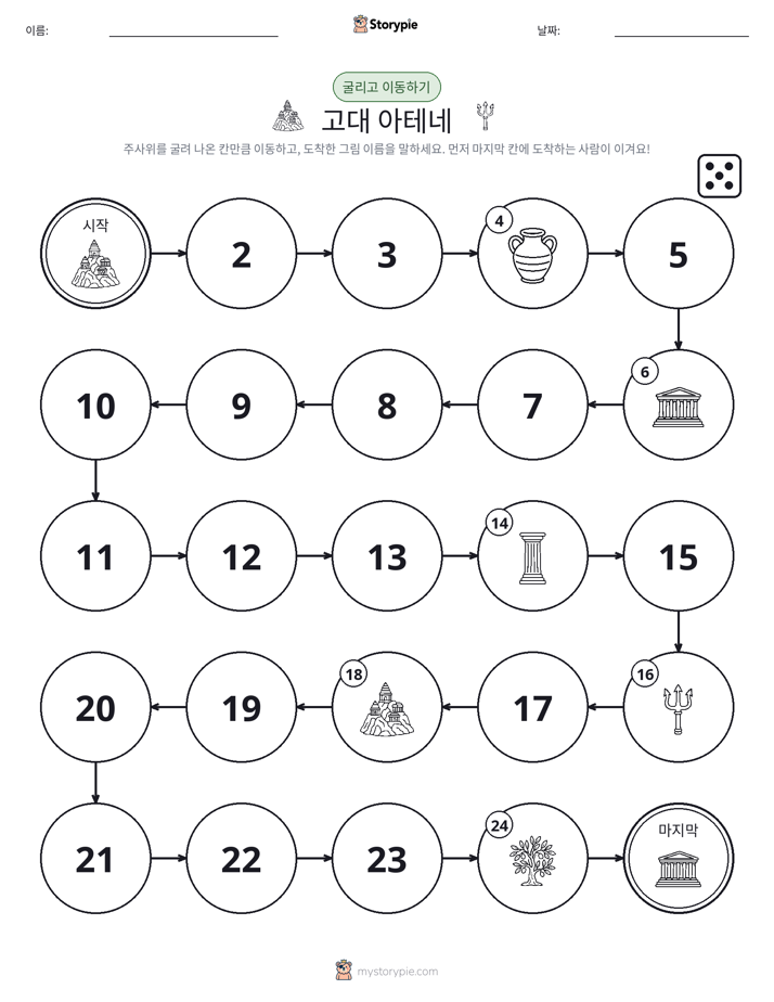 주사위 굴리고 이동하기 게임