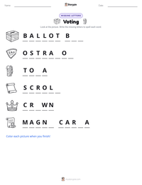 Voting printable worksheet preview