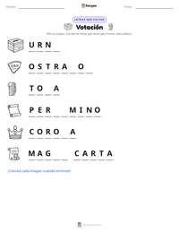 Vista previa de la hoja de trabajo imprimible de Votación